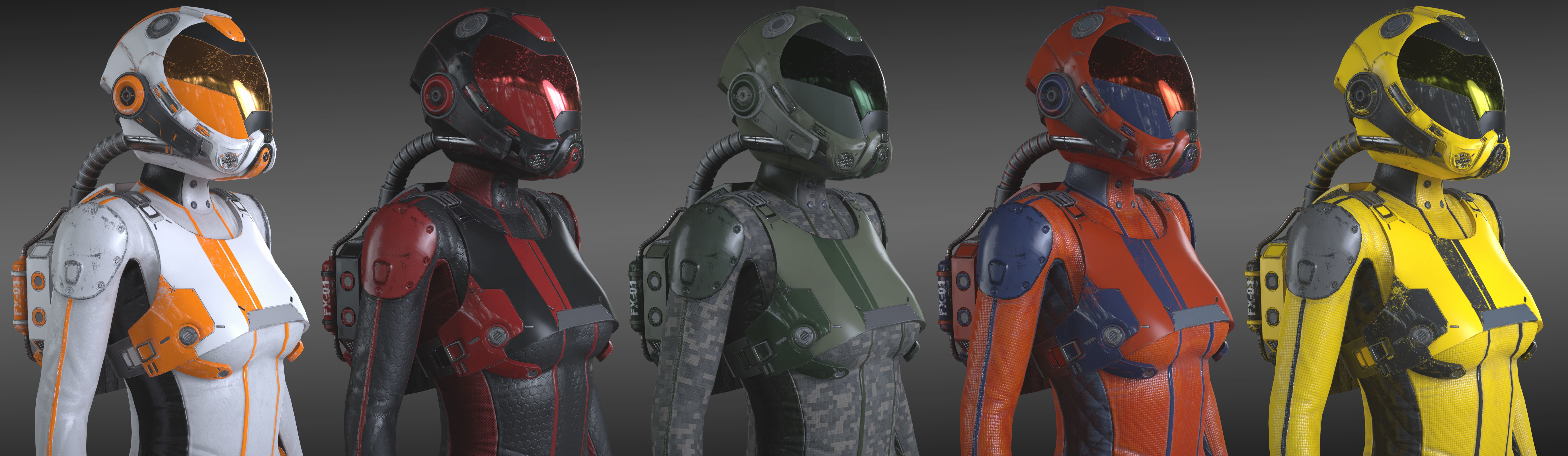 FX01 Female Sci-Fi Suit Low-poly 3D model_54