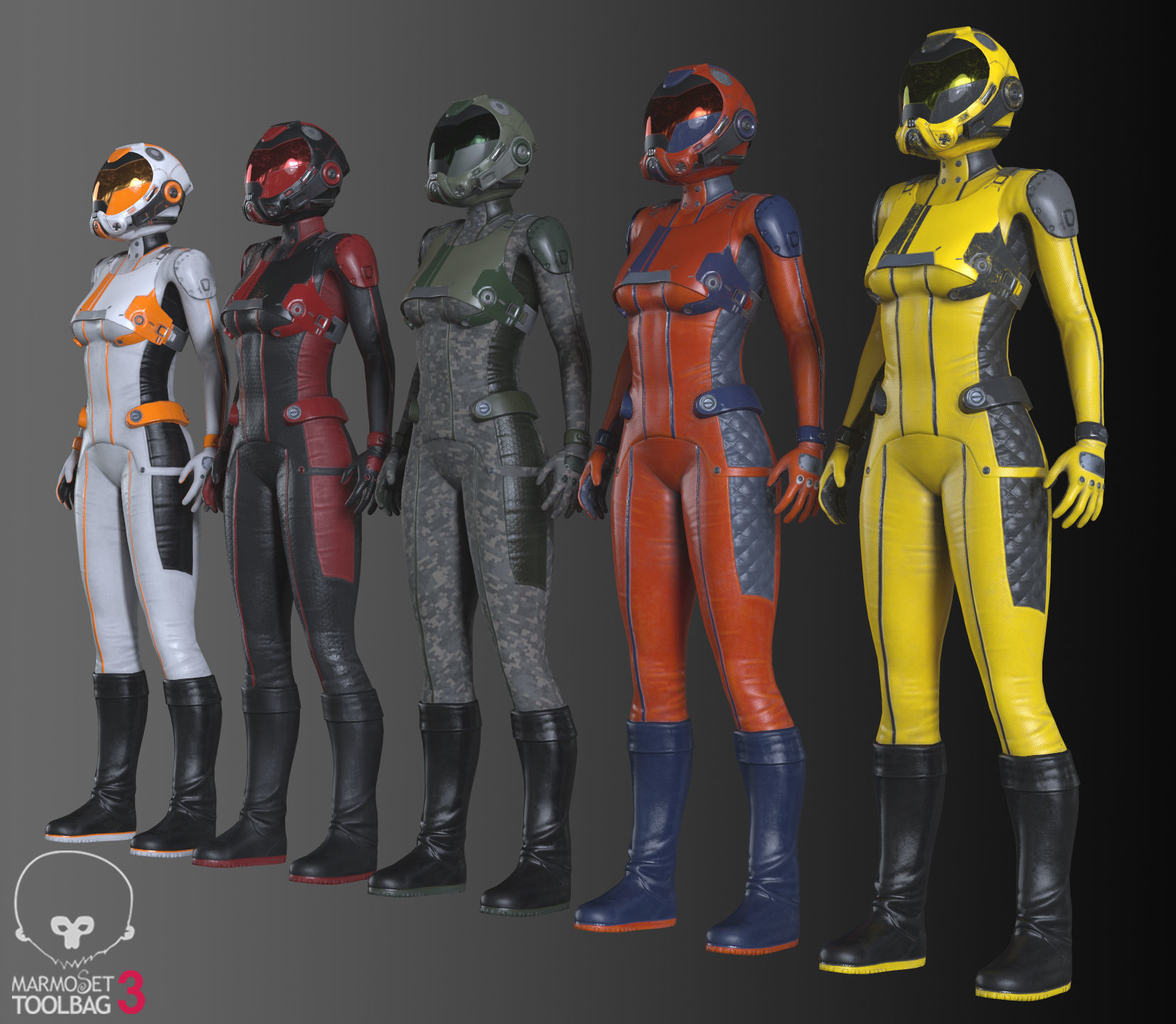 FX01 Female Sci-Fi Suit Low-poly 3D model_52