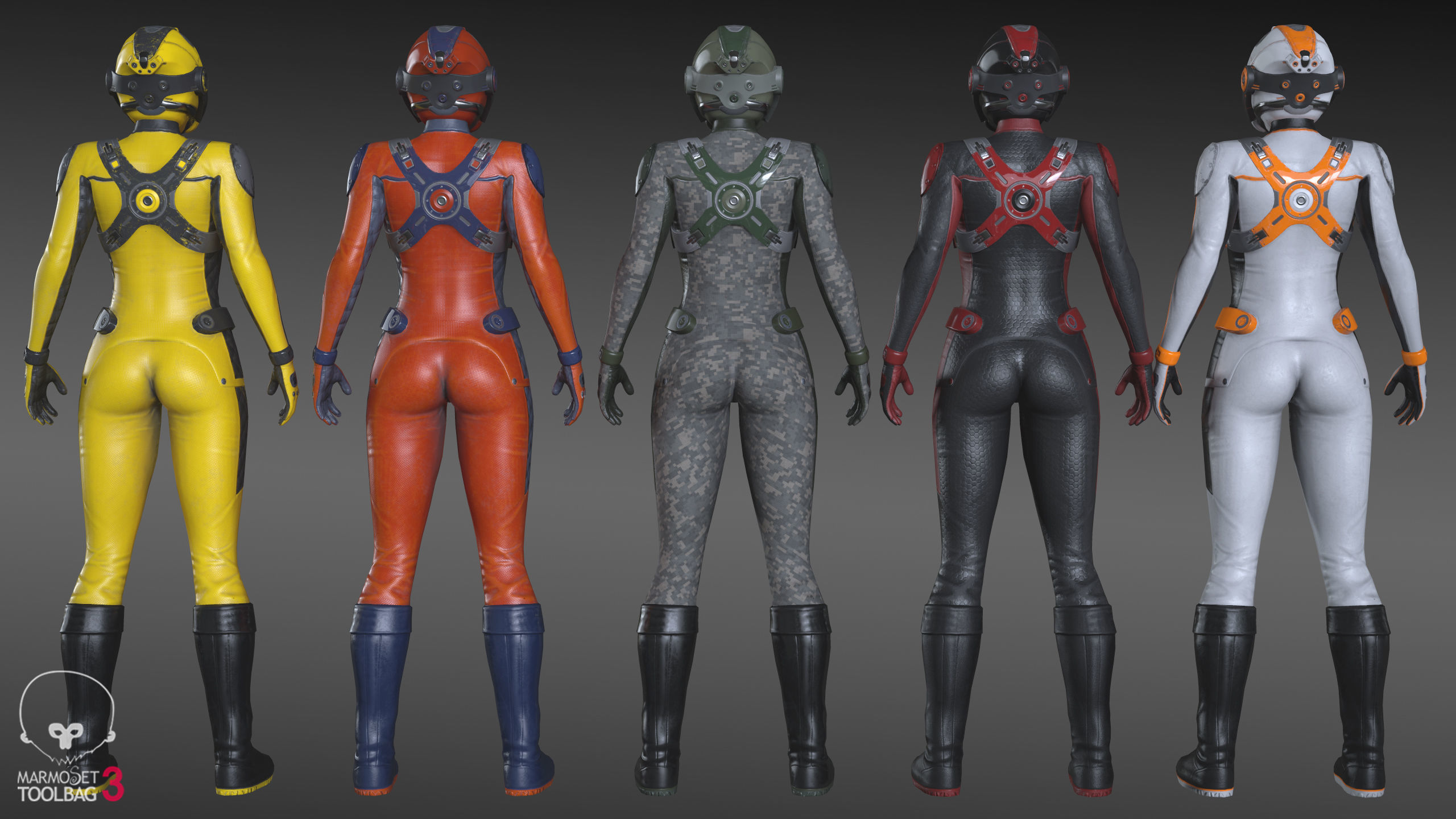 FX01 Female Sci-Fi Suit Low-poly 3D model_51
