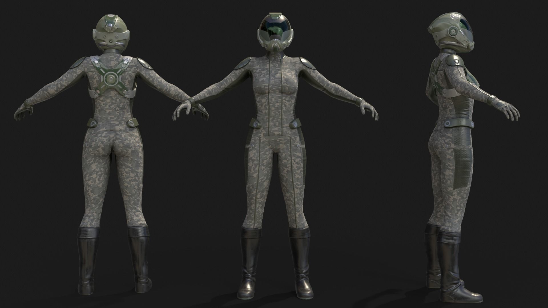FX01 Female Sci-Fi Suit Low-poly 3D model_28