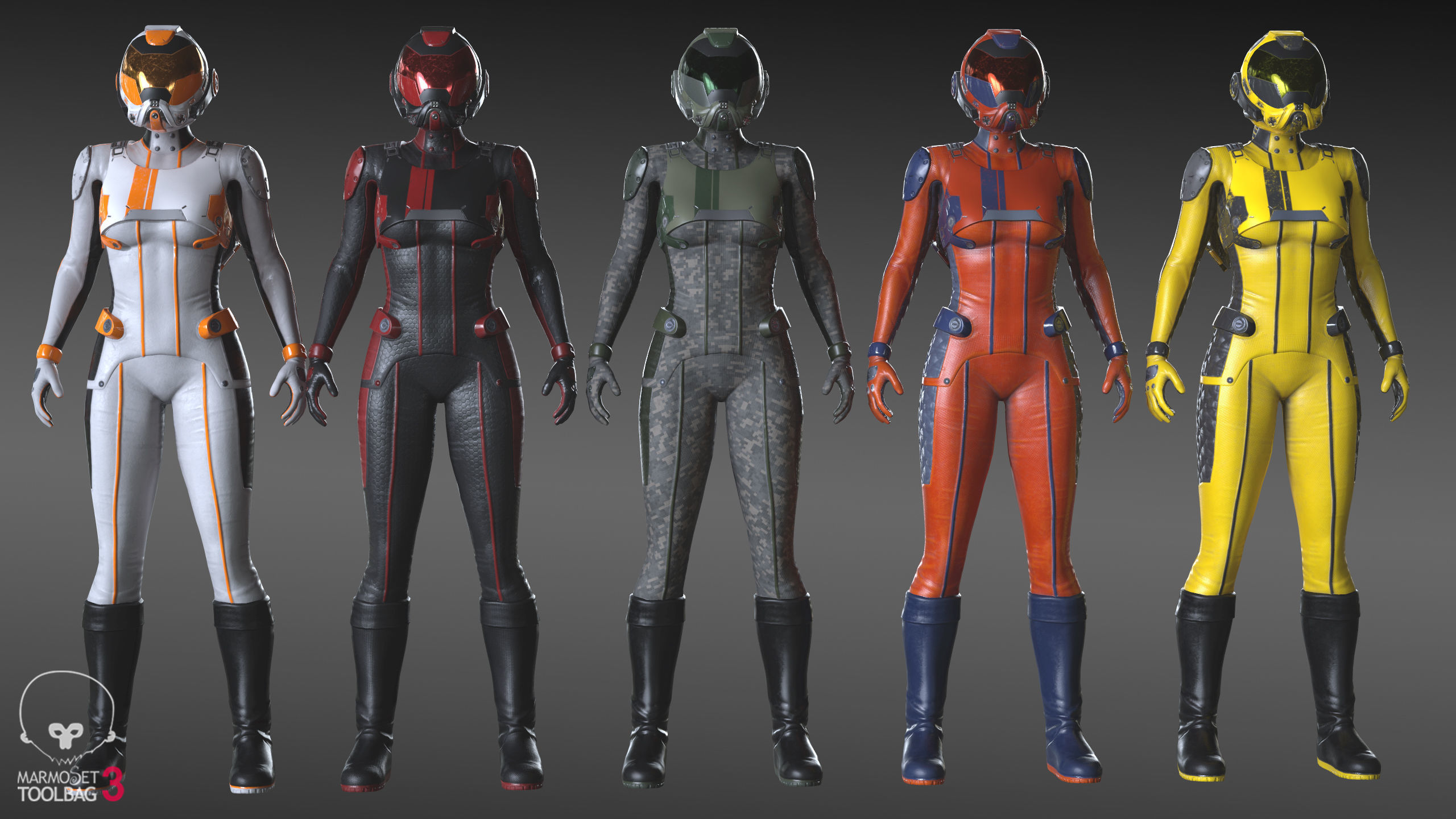 FX01 Female Sci-Fi Suit Low-poly 3D model_49
