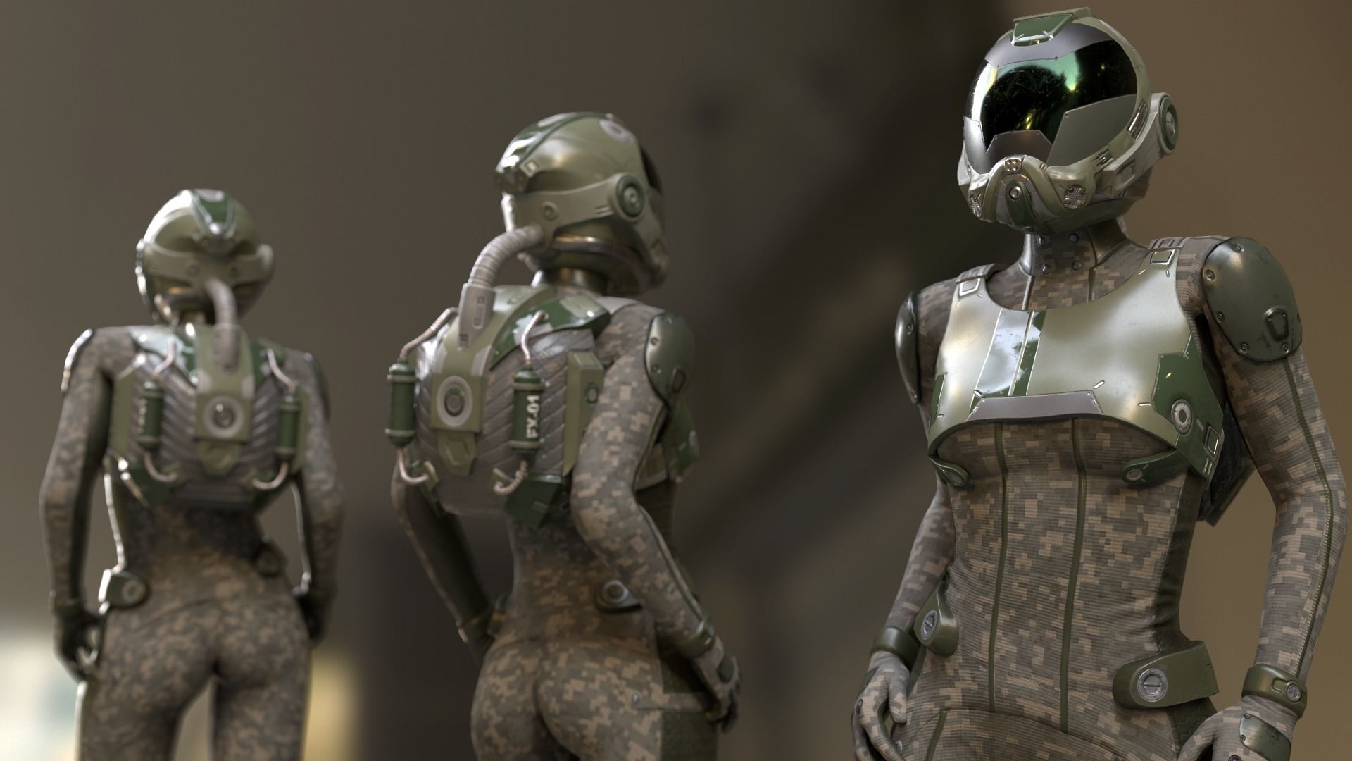 FX01 Female Sci-Fi Suit Low-poly 3D model_24
