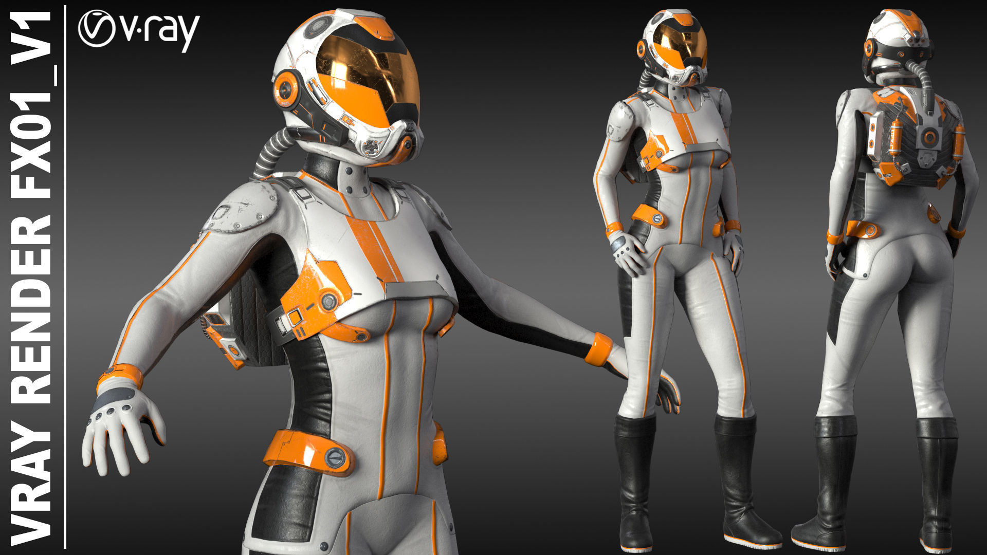 FX01 Female Sci-Fi Suit Low-poly 3D model_56