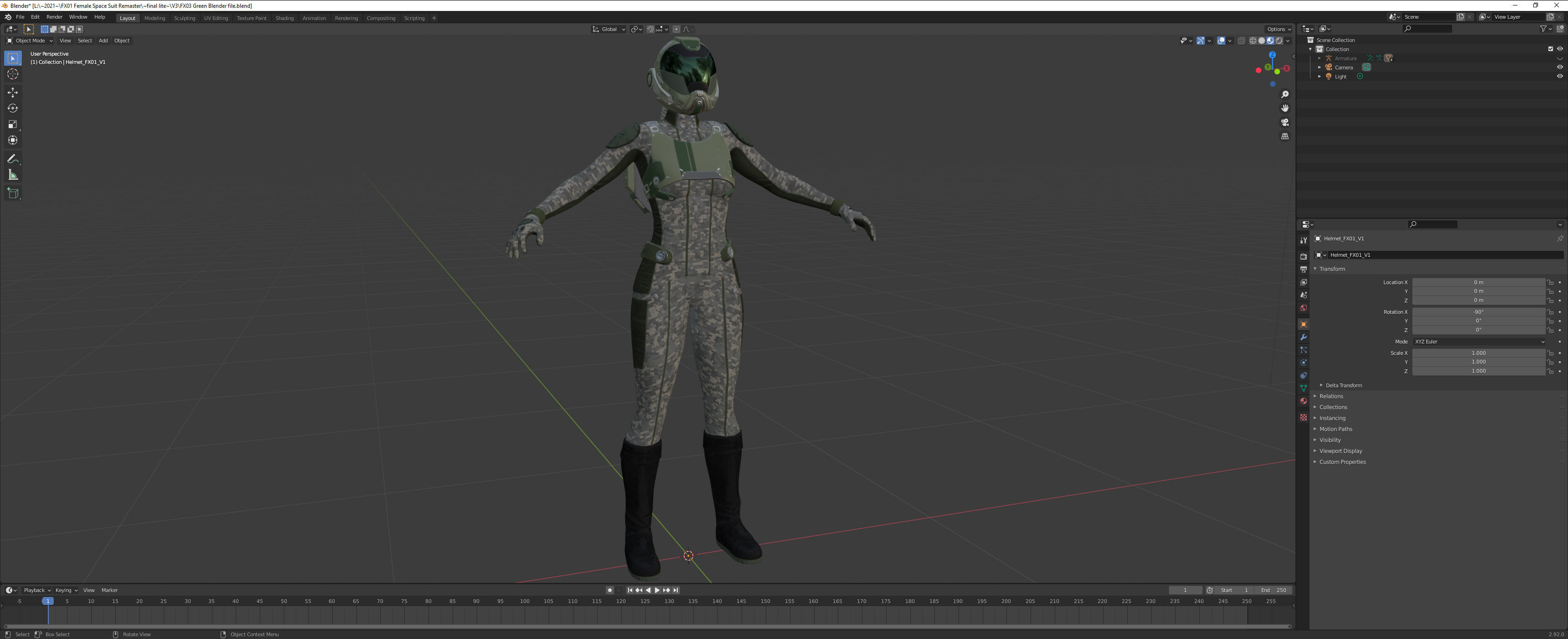 FX01 Female Sci-Fi Suit Low-poly 3D model_80