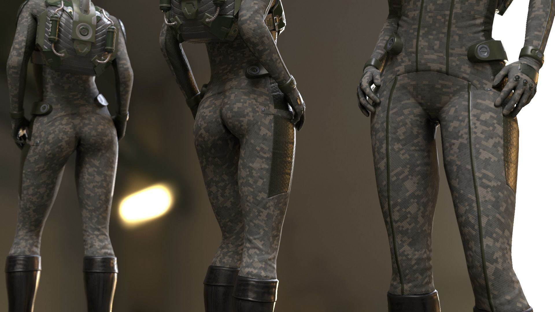 FX01 Female Sci-Fi Suit Low-poly 3D model_26