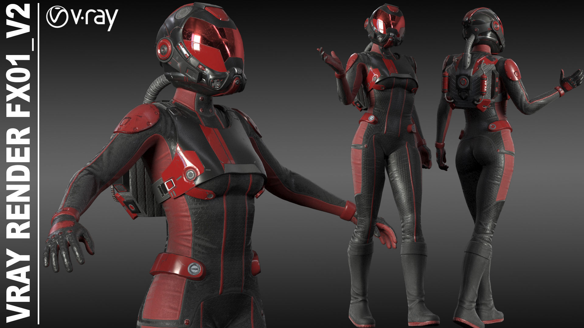 FX01 Female Sci-Fi Suit Low-poly 3D model_57