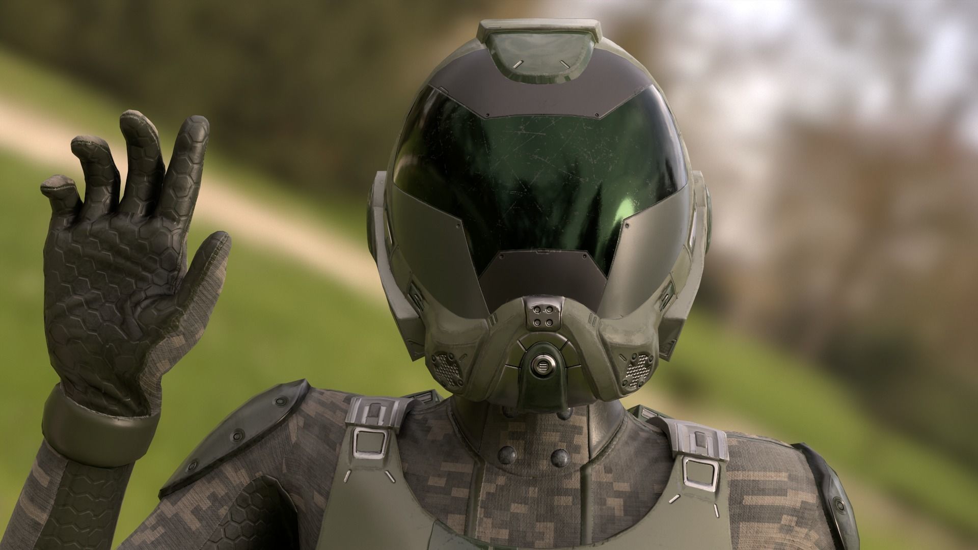FX01 Female Sci-Fi Suit Low-poly 3D model_22