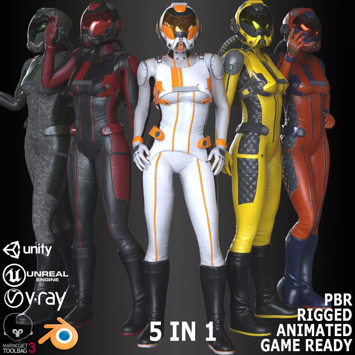 FX01 Female Sci-Fi Suit Low-poly 3D model_0