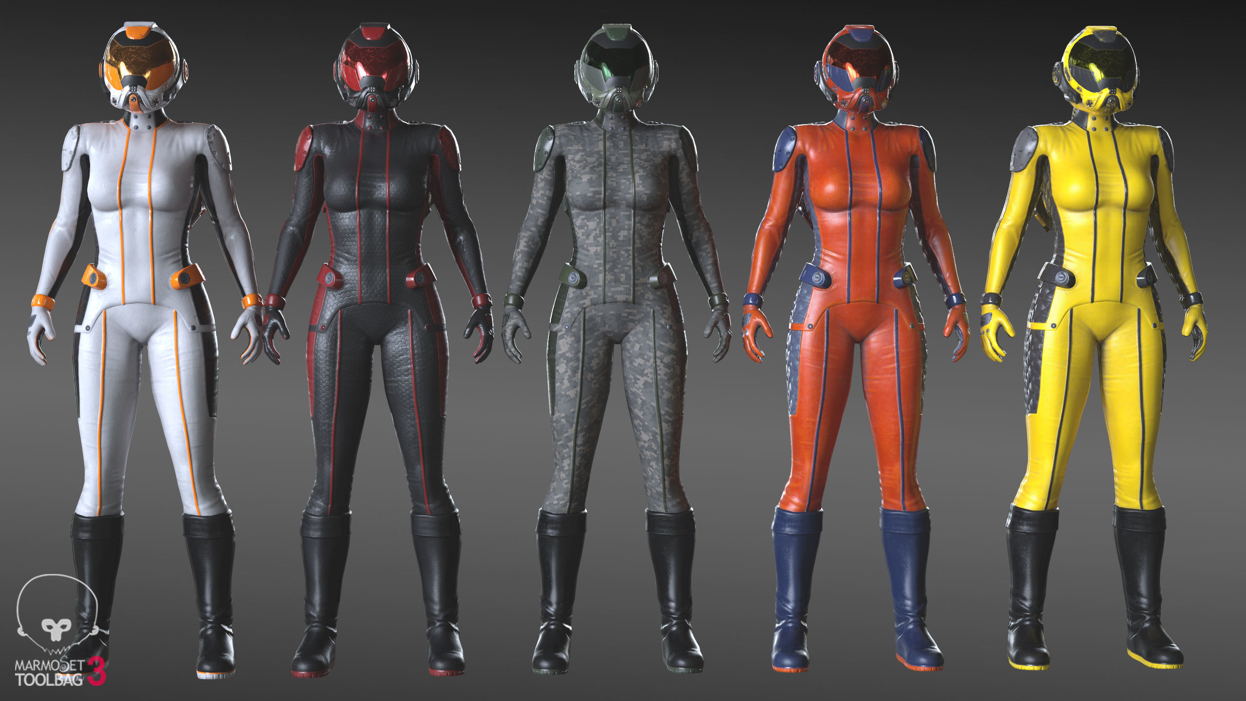 FX01 Female Sci-Fi Suit Low-poly 3D model_50
