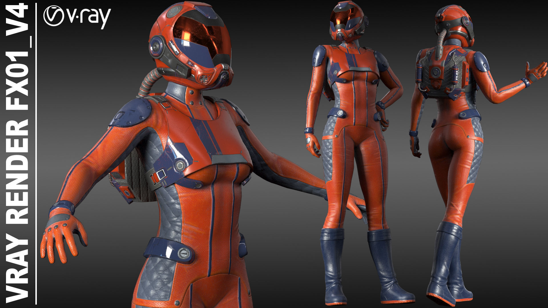 FX01 Female Sci-Fi Suit Low-poly 3D model_59