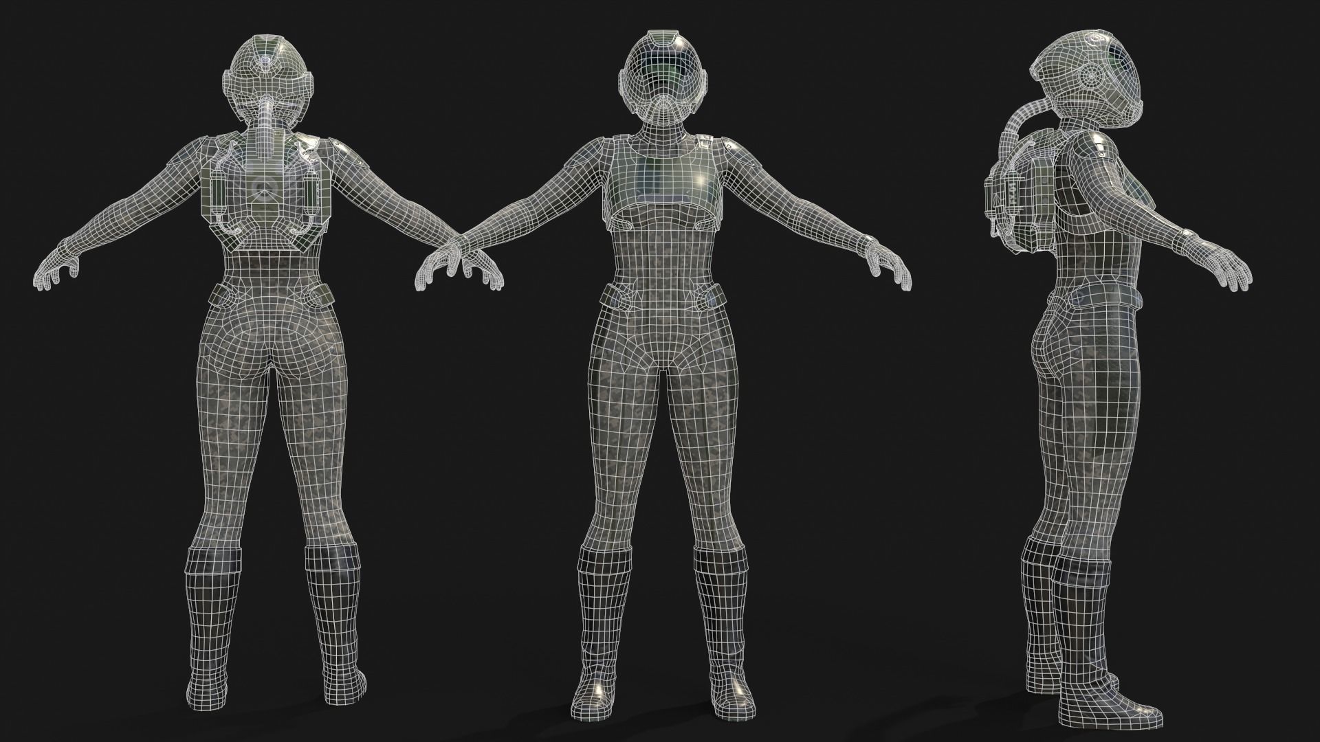 FX01 Female Sci-Fi Suit Low-poly 3D model_29