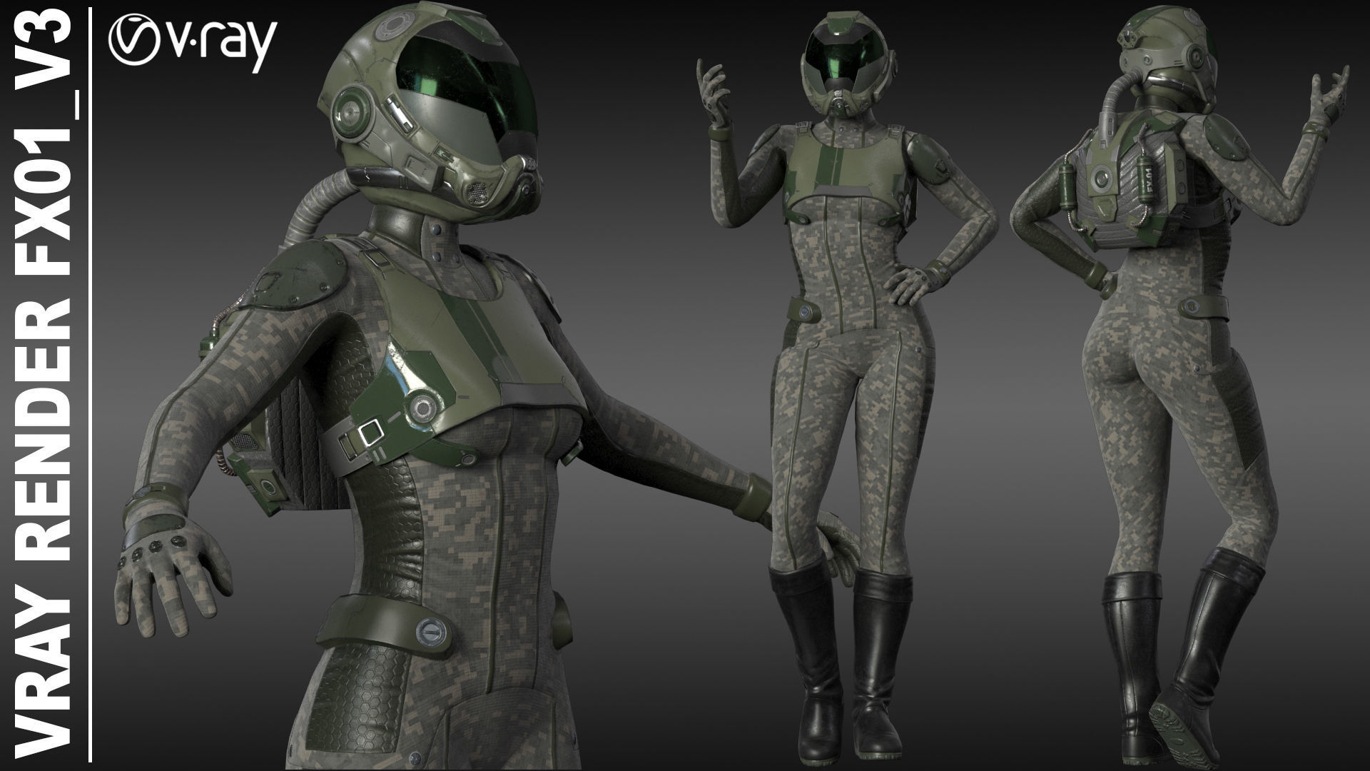FX01 Female Sci-Fi Suit Low-poly 3D model_58