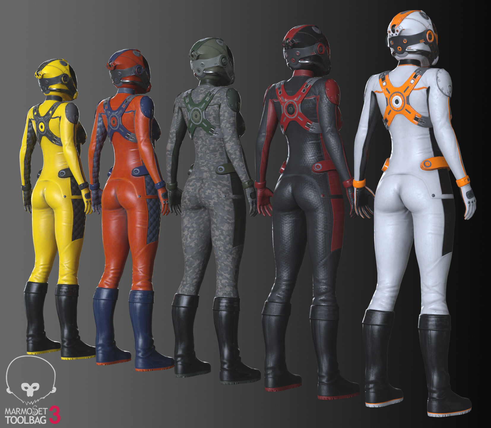 FX01 Female Sci-Fi Suit Low-poly 3D model_53