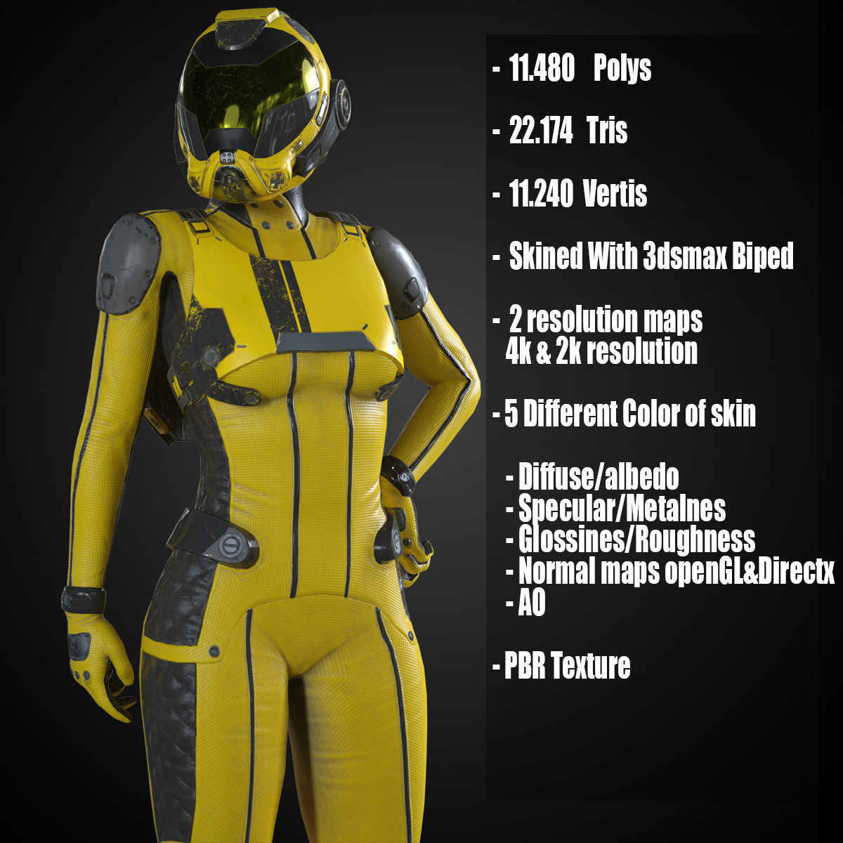 FX01 Female Sci-Fi Suit Low-poly 3D model_1