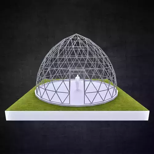 Pointed dome geodesic triangulated structure wire frame struts  Low-poly 3D model
