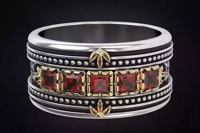 Ring with square stones in style 282