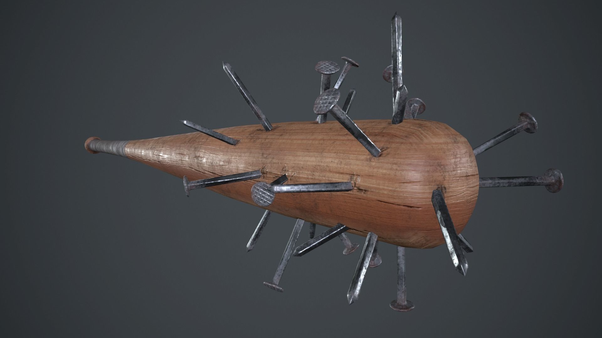 Baseball Bat Weapon With Metal Nails PBR Game Ready Low-poly 3D model_7
