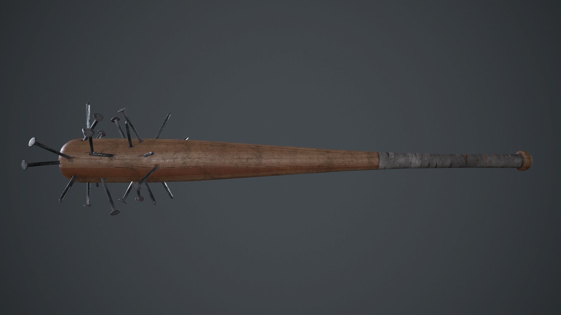 Baseball Bat Weapon With Metal Nails PBR Game Ready Low-poly 3D model_10