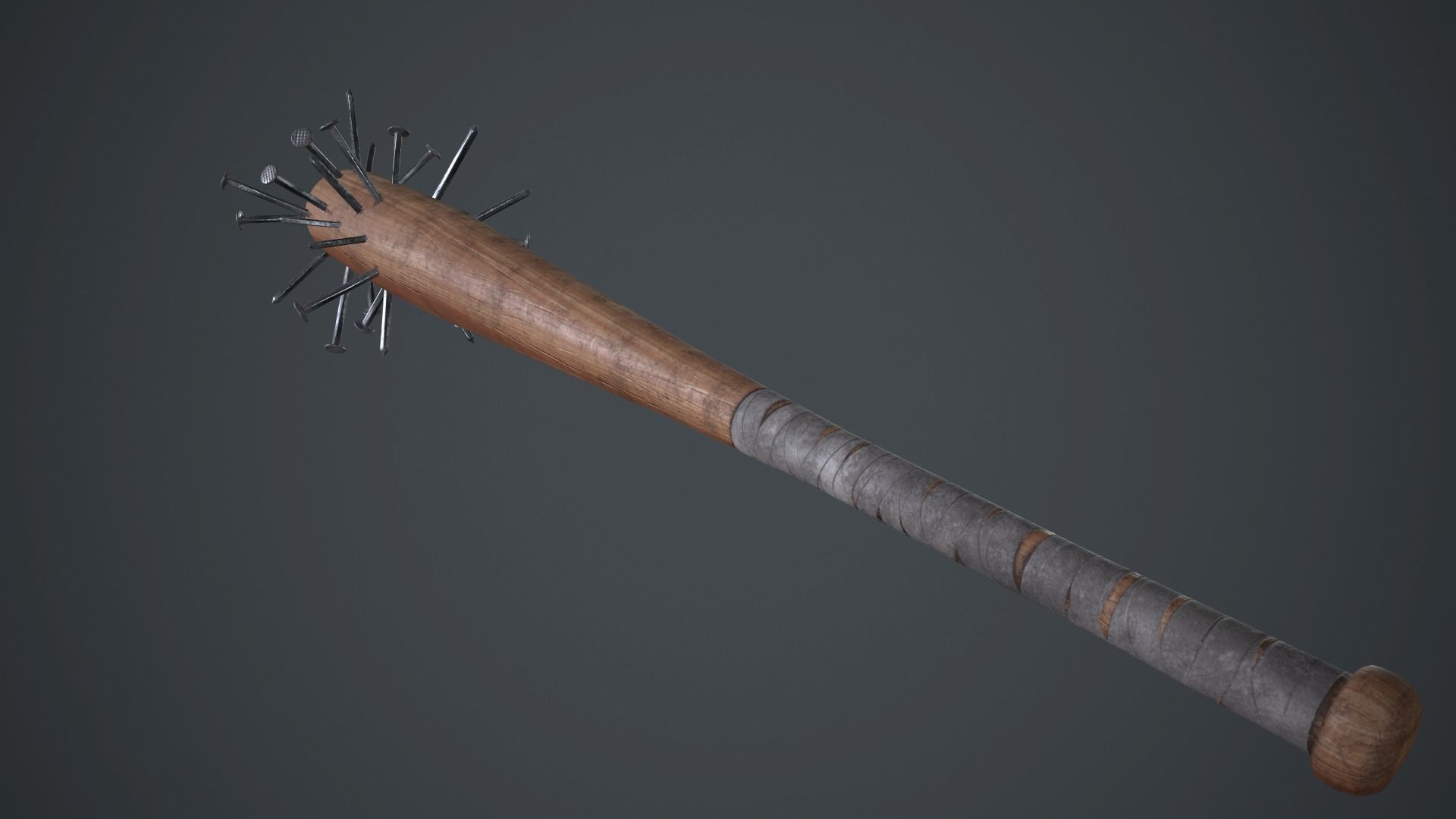Baseball Bat Weapon With Metal Nails PBR Game Ready Low-poly 3D model_4