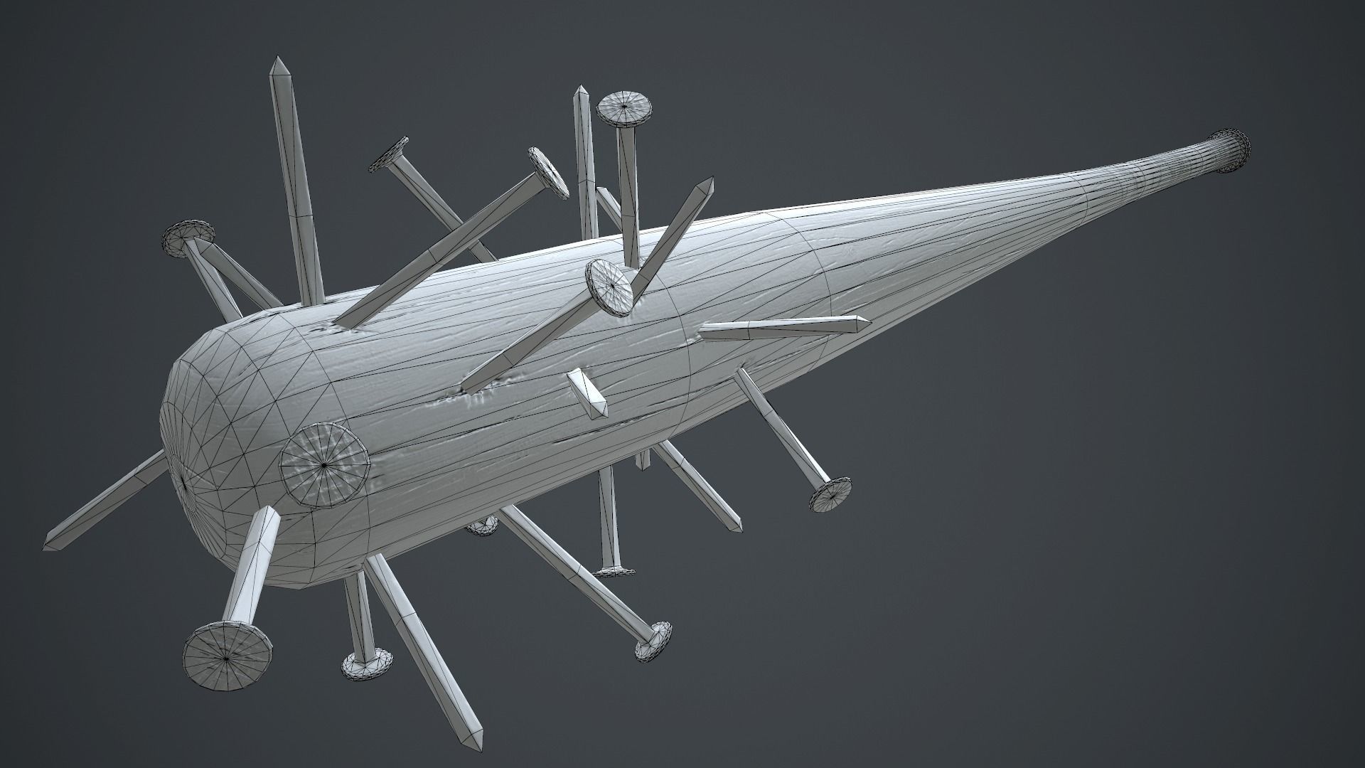 Baseball Bat Weapon With Metal Nails PBR Game Ready Low-poly 3D model_14
