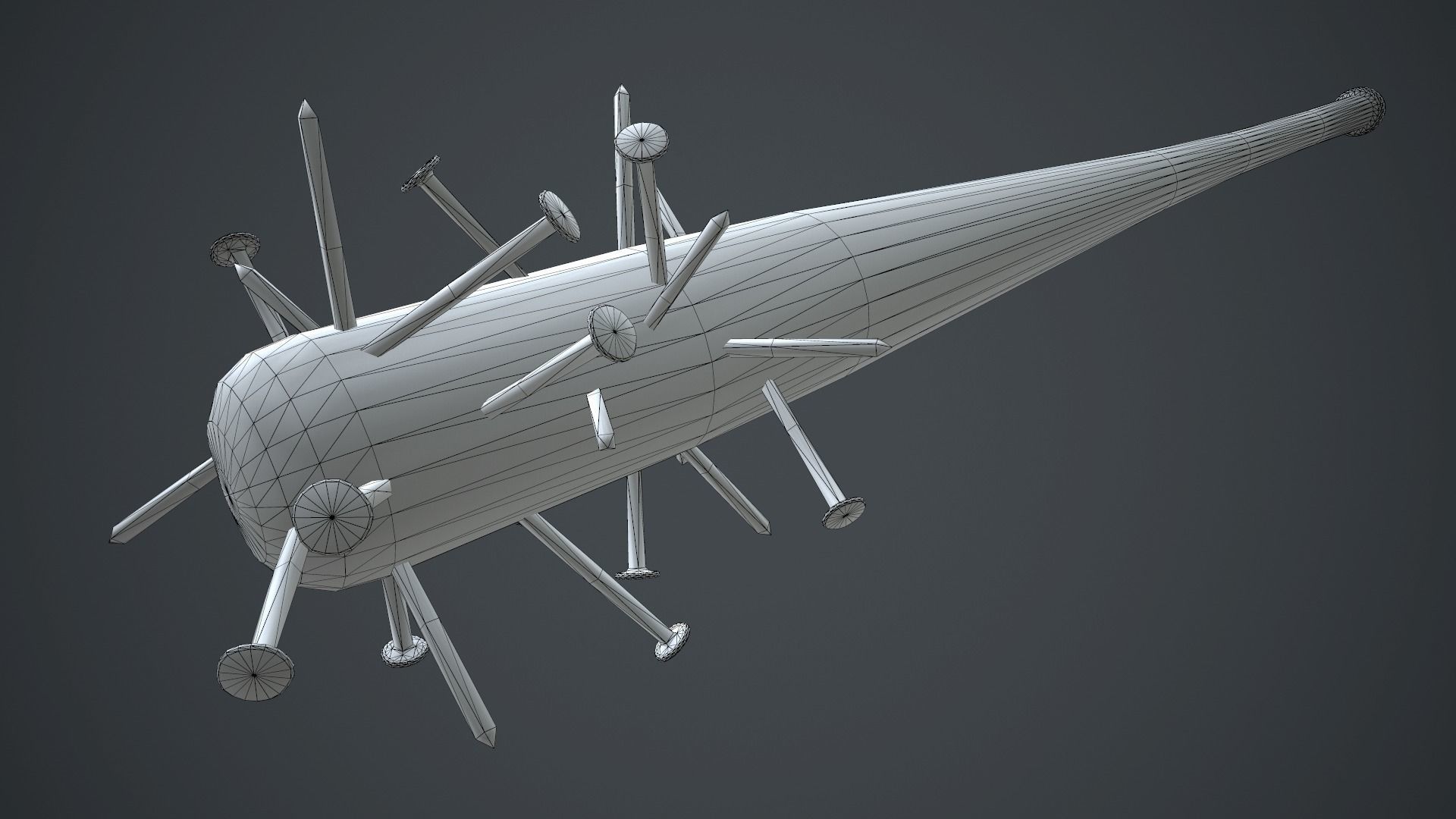 Baseball Bat Weapon With Metal Nails PBR Game Ready Low-poly 3D model_15