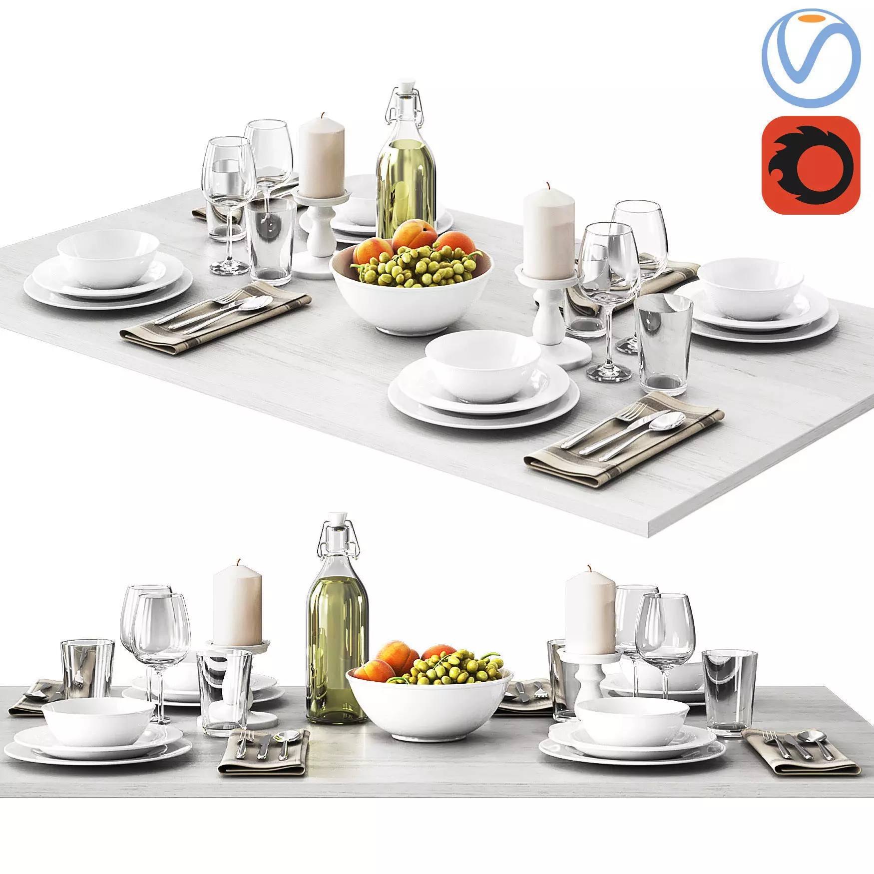 Vardagen 4 bowl of grapes and bottle of olive oil 3D model_0