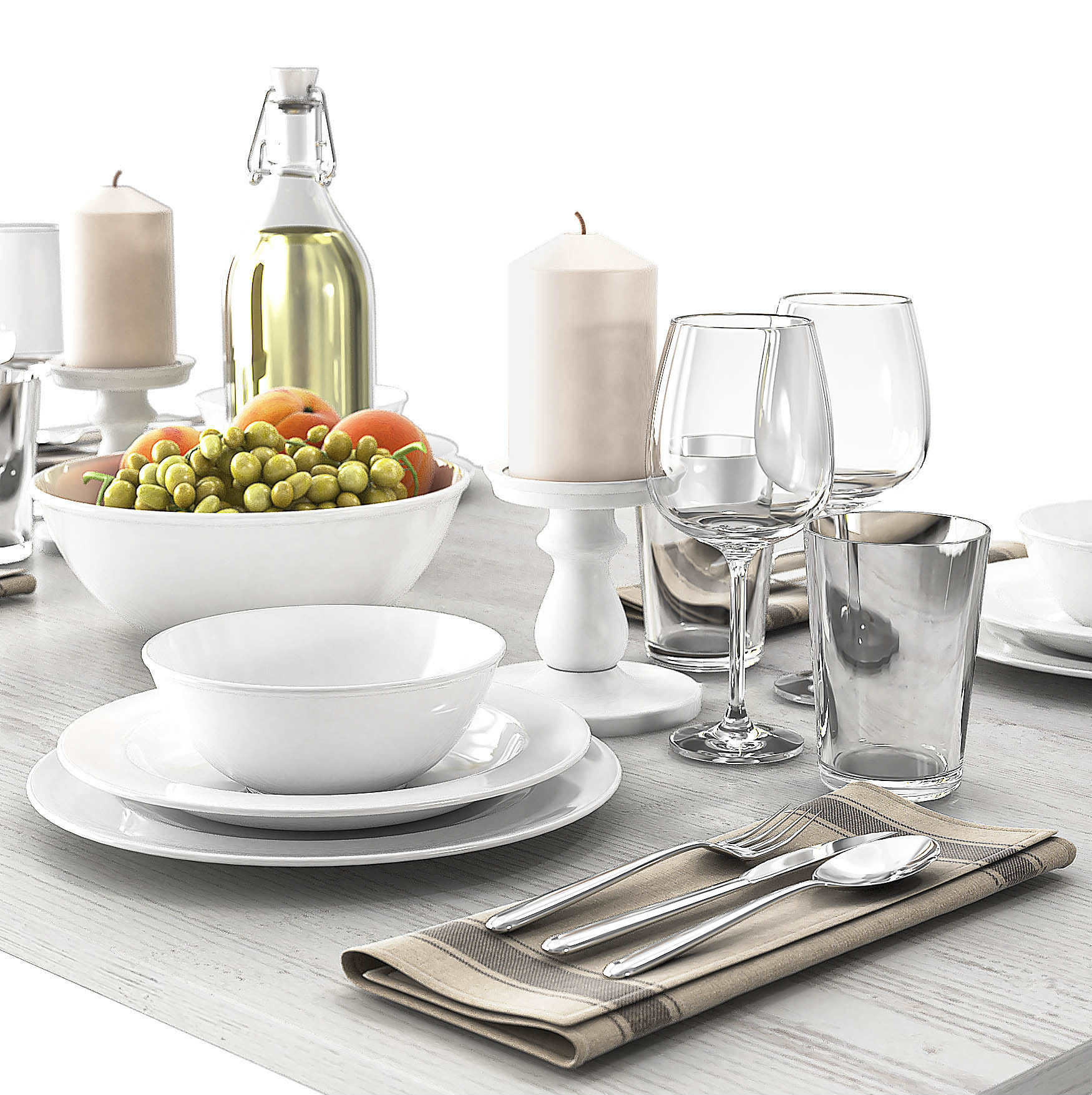 Vardagen 4 bowl of grapes and bottle of olive oil 3D model_4