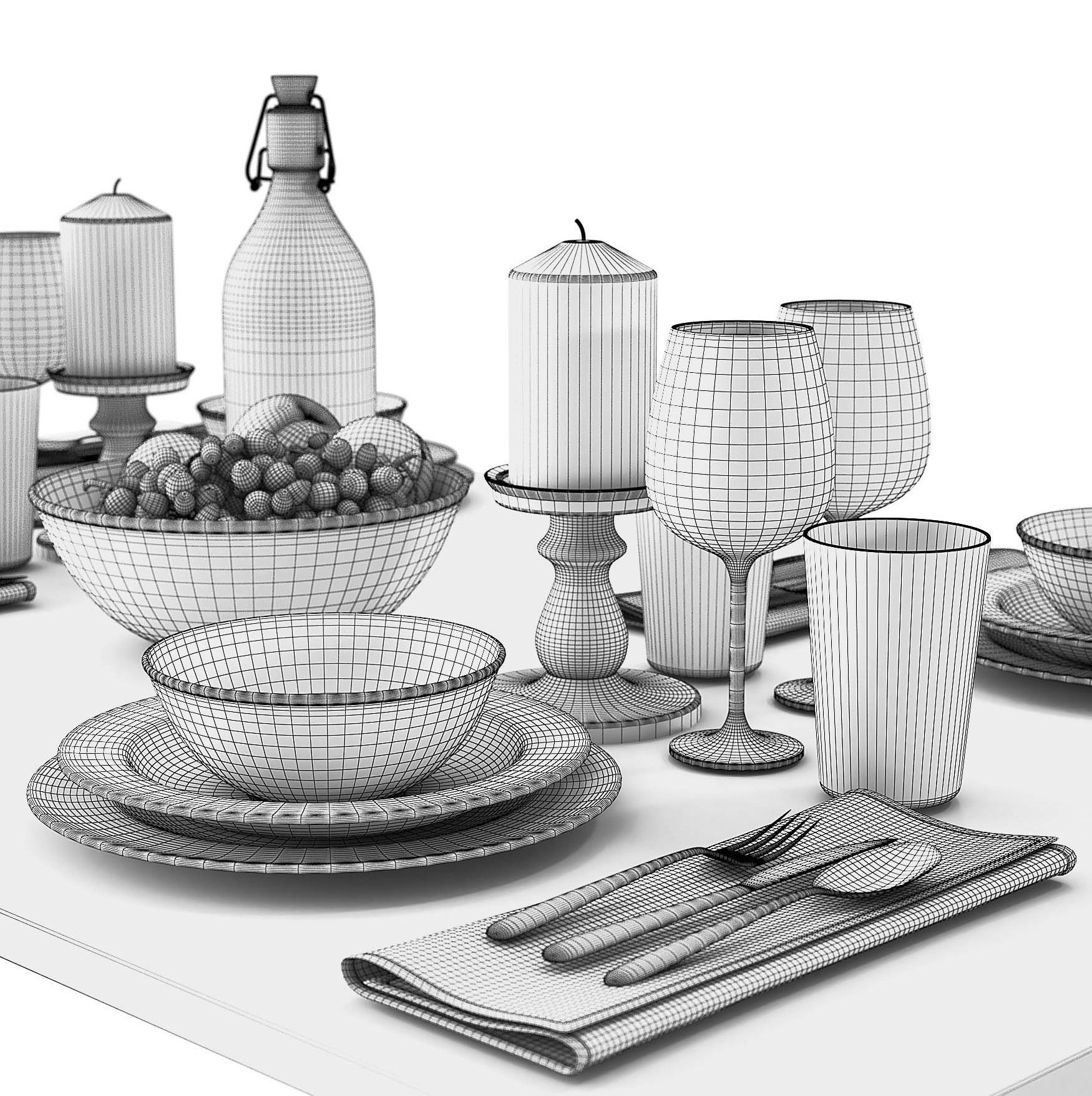 Vardagen 4 bowl of grapes and bottle of olive oil 3D model_2