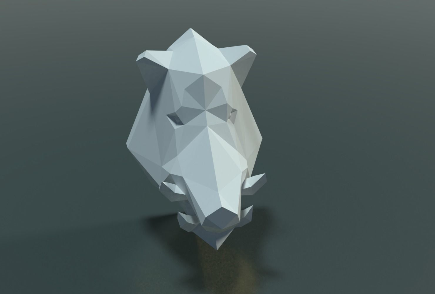 Boar Head Low Poly 3D print model_3