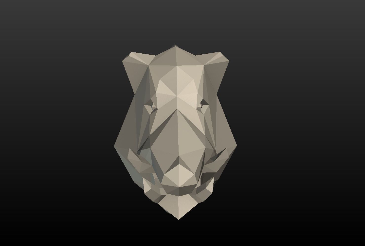 Boar Head Low Poly 3D print model_8
