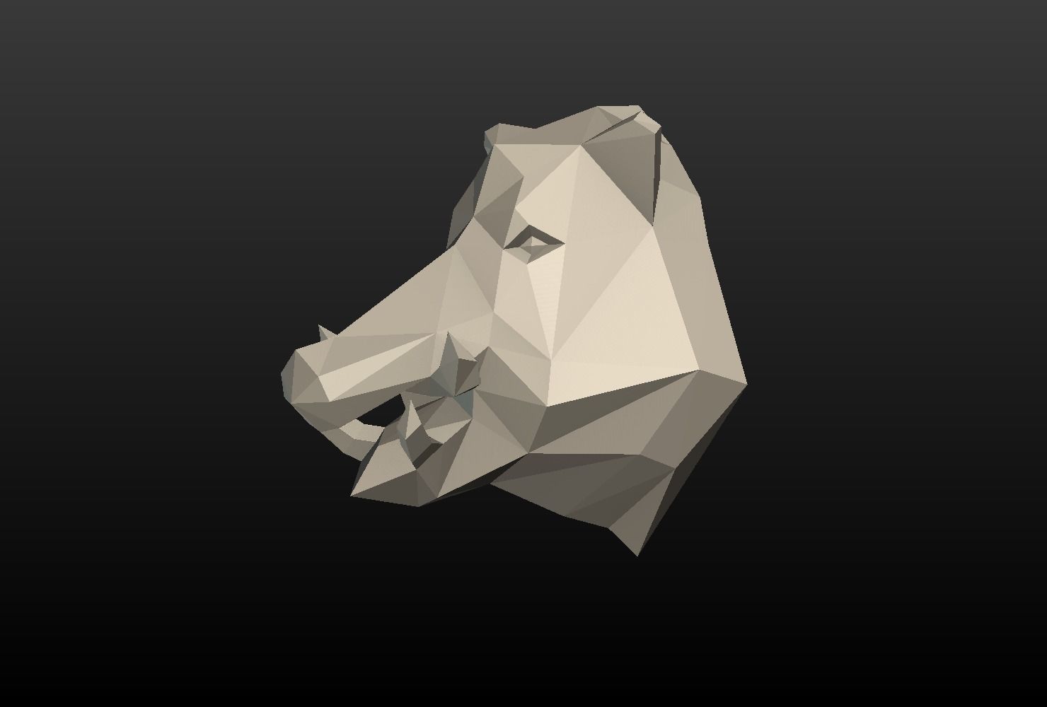 Boar Head Low Poly 3D print model_5