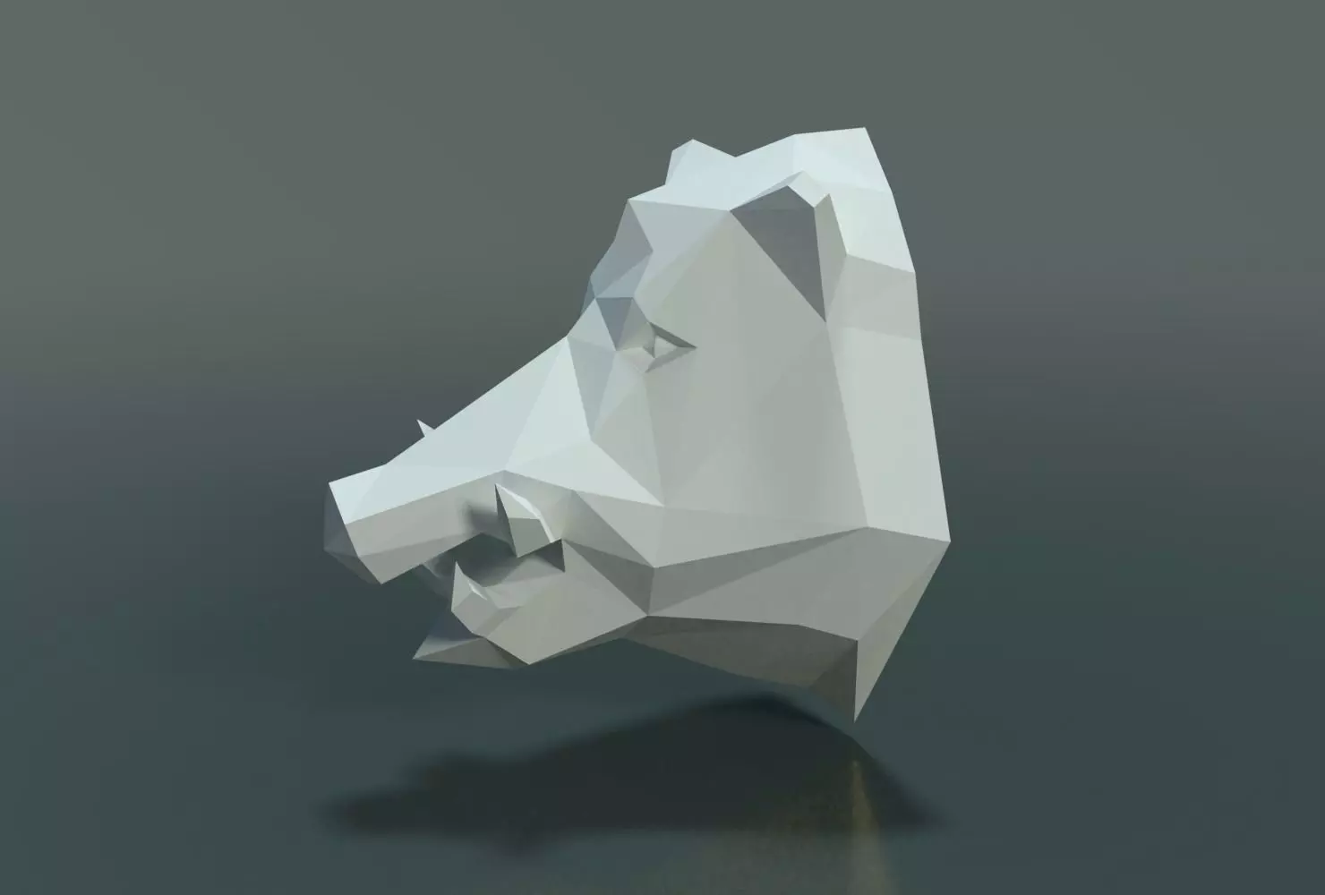 Boar Head Low Poly 3D print model_0