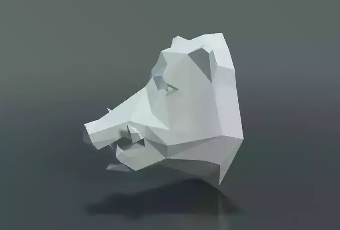 Boar Head Low Poly 3D print model