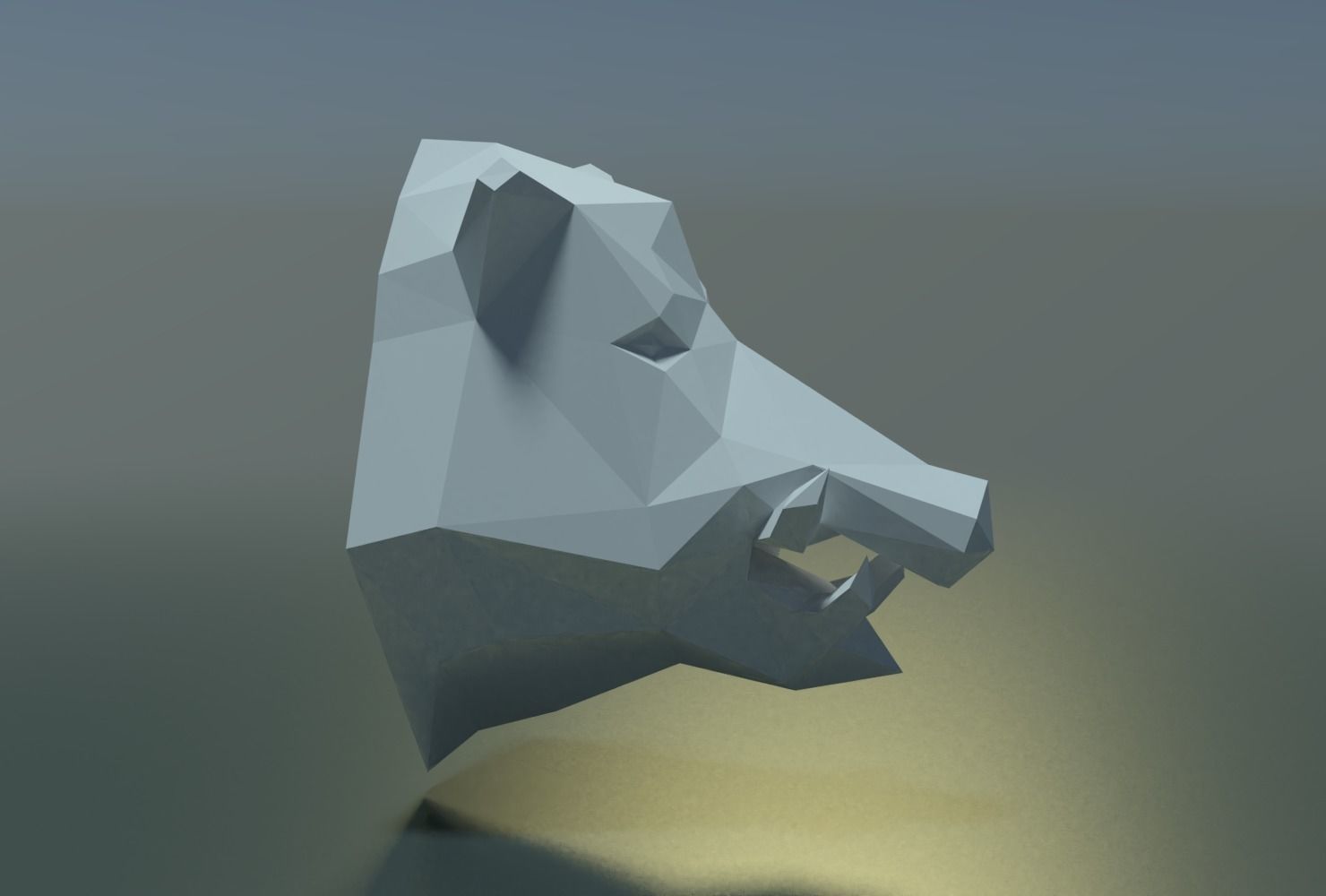 Boar Head Low Poly 3D print model_4