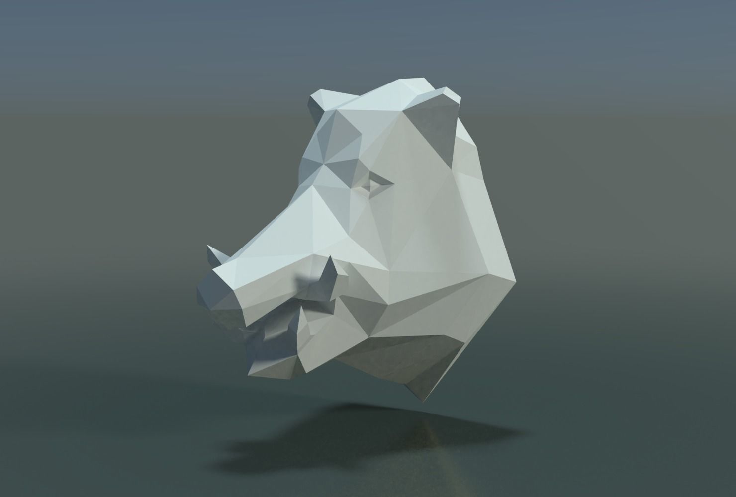 Boar Head Low Poly 3D print model_1