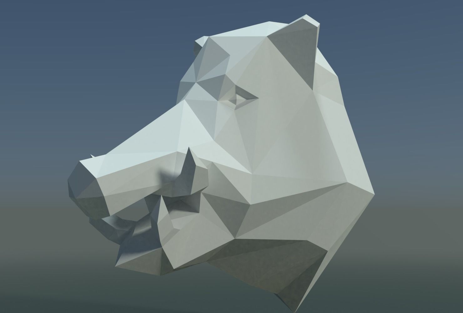 Boar Head Low Poly 3D print model_2