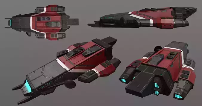Spaceship Khygun PBR Low-poly 3D model
