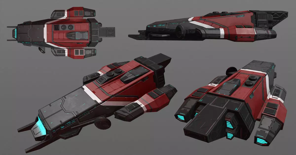 Spaceship Khygun PBR Low-poly 3D model_0