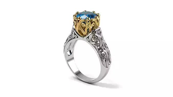 Vintage style wedding ring 3D print model