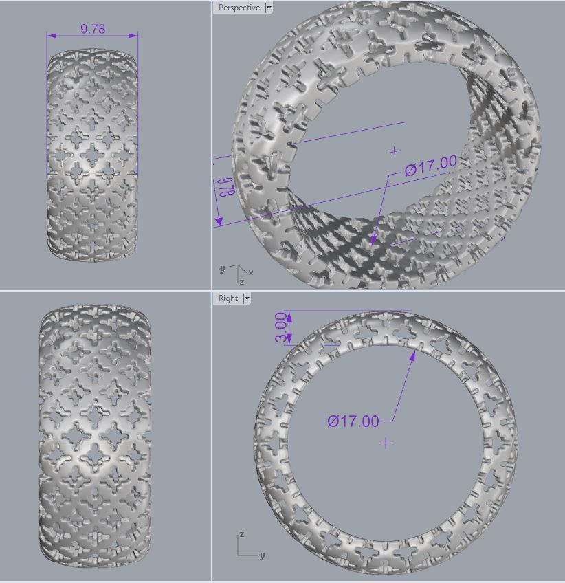 Setochka lattice ring gold 3D print model_1
