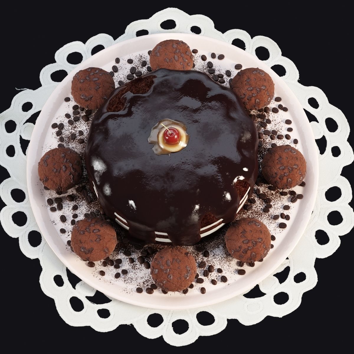 Chocolate Cake and Muffins 3D model_2