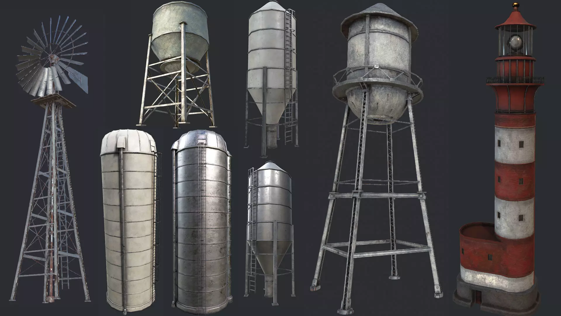 Industrial Structures PBR Collection Low-poly 3D model_0