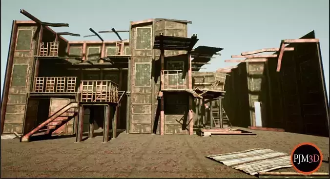 UE4 Old Factory Modular Package  Low-poly 3D model