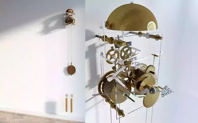 Interior design clock meganism 3D model