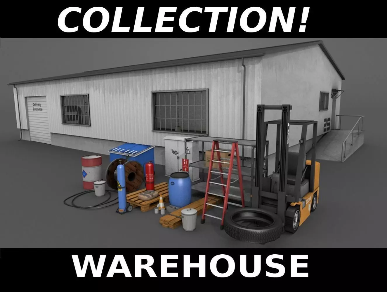 Warehouse Pack Low-poly 3D model_0
