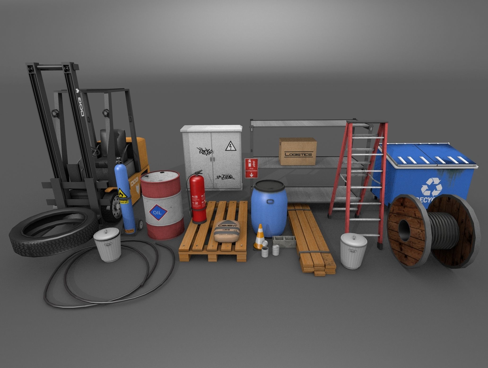 Warehouse Pack Low-poly 3D model_2