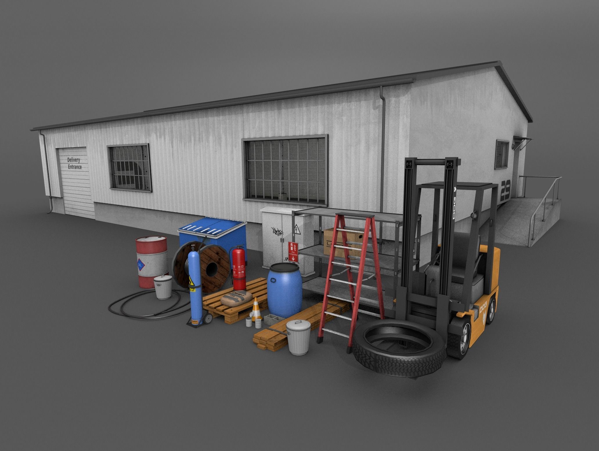 Warehouse Pack Low-poly 3D model_1