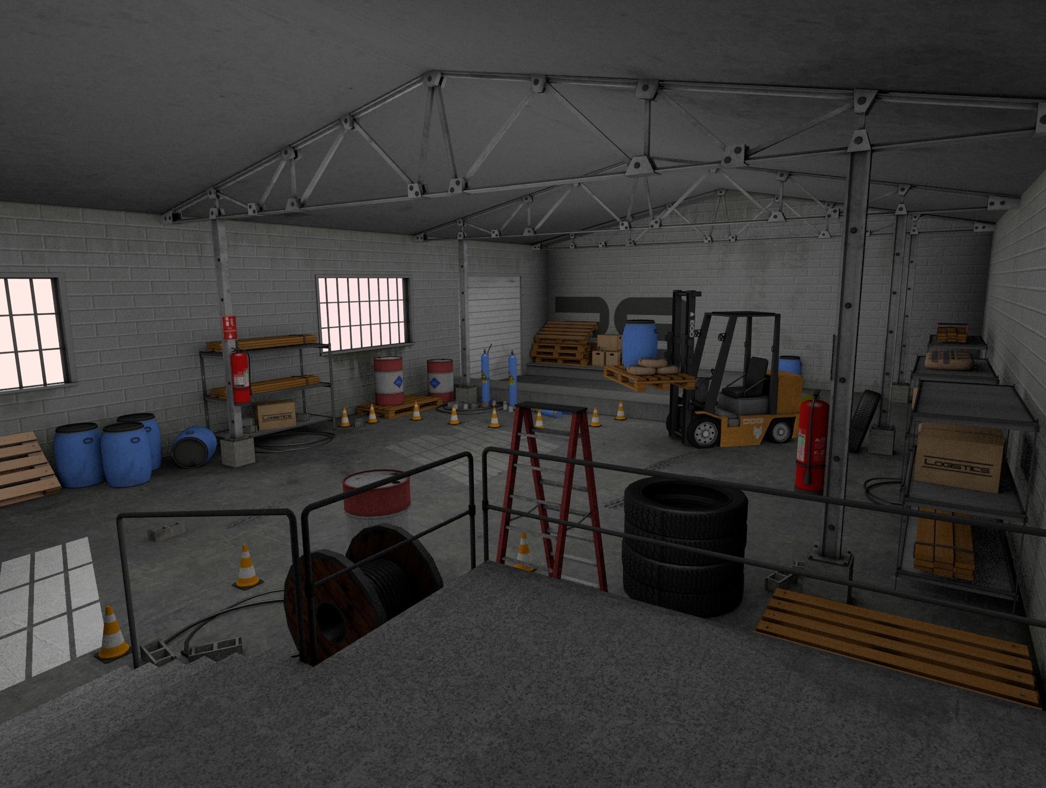 Warehouse Pack Low-poly 3D model_8
