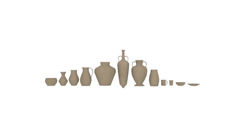 Lowpoly pottery collection group of vases Free low-poly 3D model_2