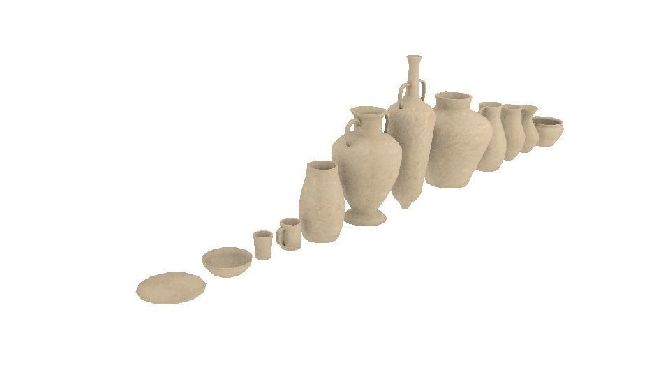 Lowpoly pottery collection group of vases Free low-poly 3D model_1
